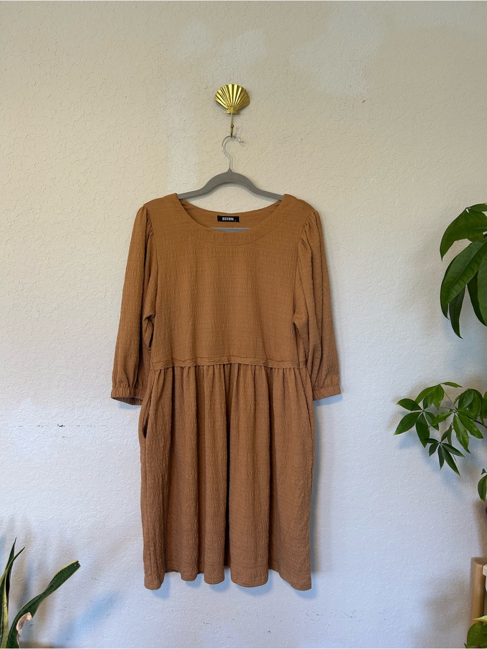 BTFBM Boho Textured Baby Doll Dress Size S Western Boho Transitional Fall Dress